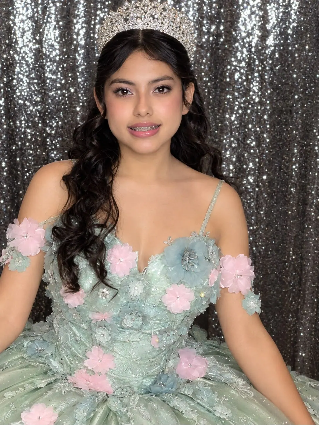 Quinceañera makeup portrait with polished, age-appropriate glam